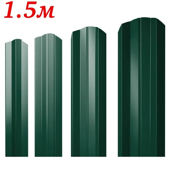 Евроштакетник М-образный Зеленый RAL 6005 двусторонний 1,5м